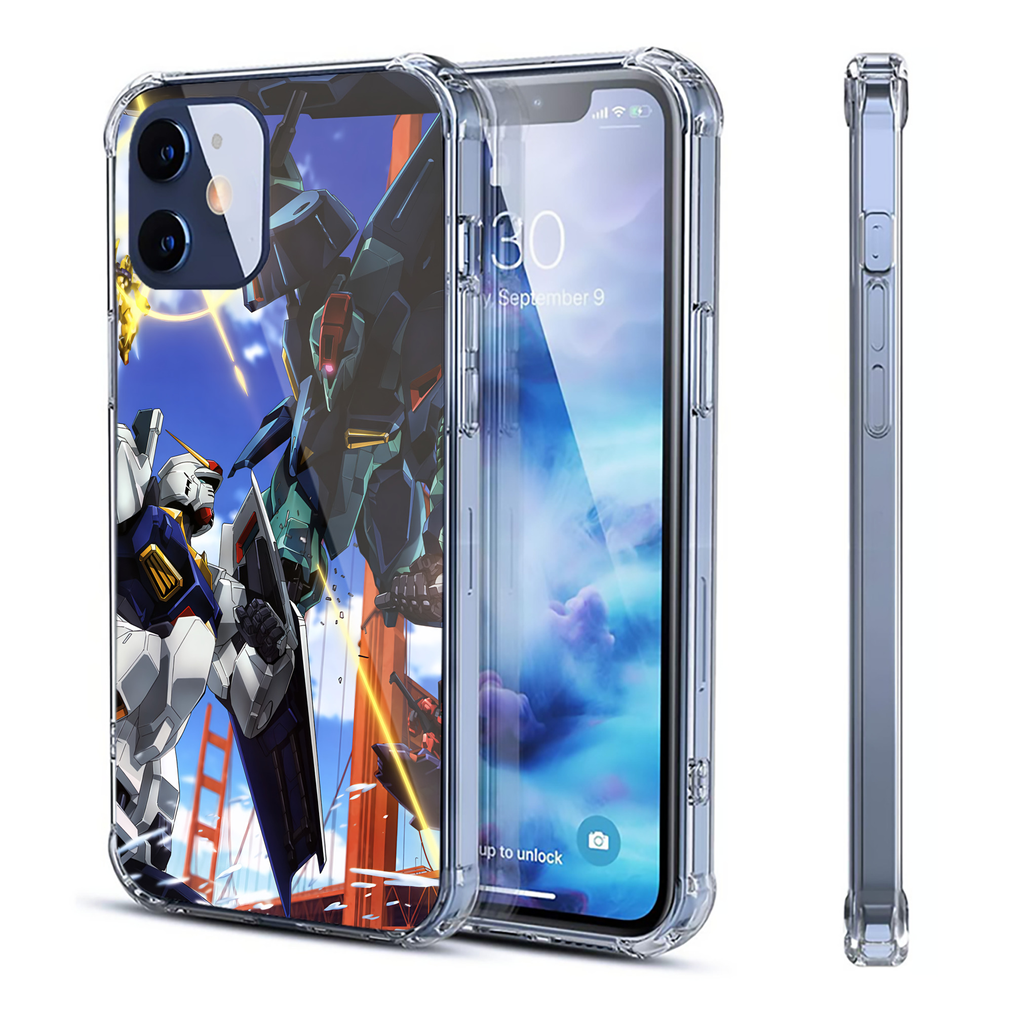 （画像用） 機動戦士ガンダム Mobile Suit Gundam 【iPhone 12シリーズ対応】透明スマホケース（クリアソフトケース）